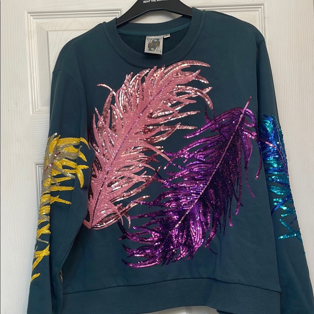 Sequin Feather Sweater - Multicolor Queen of Sparkles